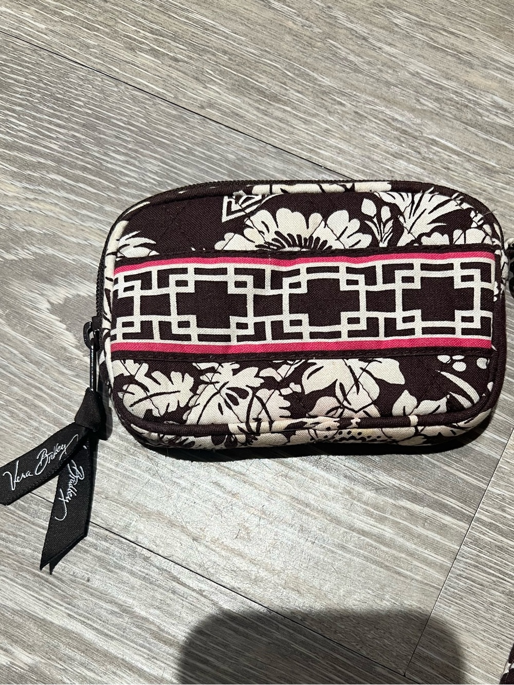 Vera Bradley Quilted Coin Pouch in Brown & Red Medallion Print